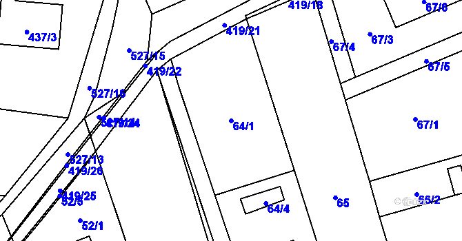Parcela st. 64/1 v KÚ Olešník, Katastrální mapa