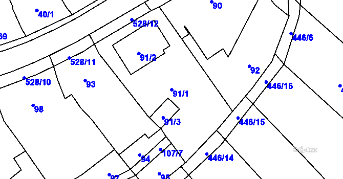 Parcela st. 91/1 v KÚ Olešník, Katastrální mapa