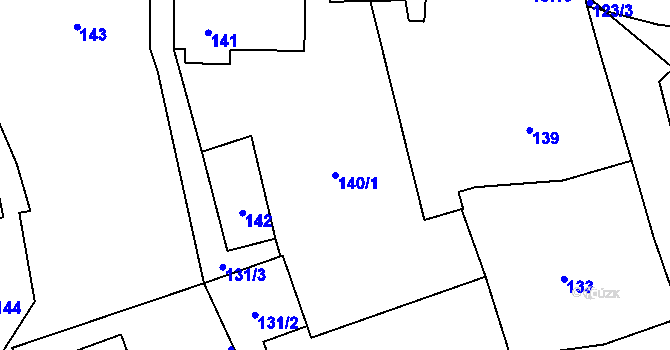 Parcela st. 140/1 v KÚ Olešník, Katastrální mapa