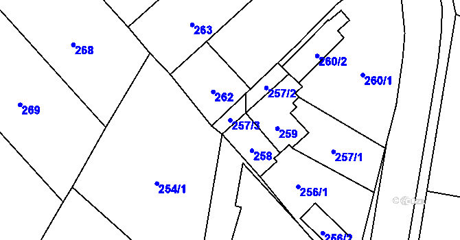 Parcela st. 257/3 v KÚ Olešník, Katastrální mapa