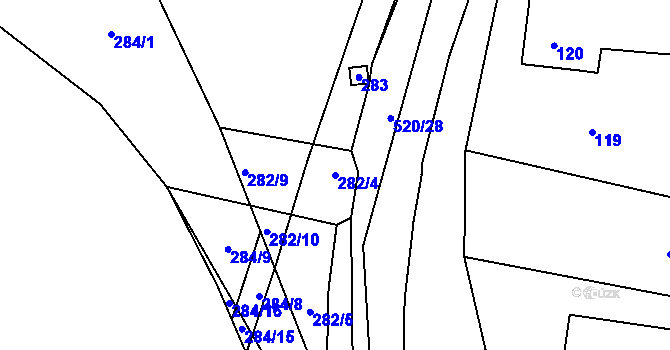 Parcela st. 282/4 v KÚ Olešník, Katastrální mapa