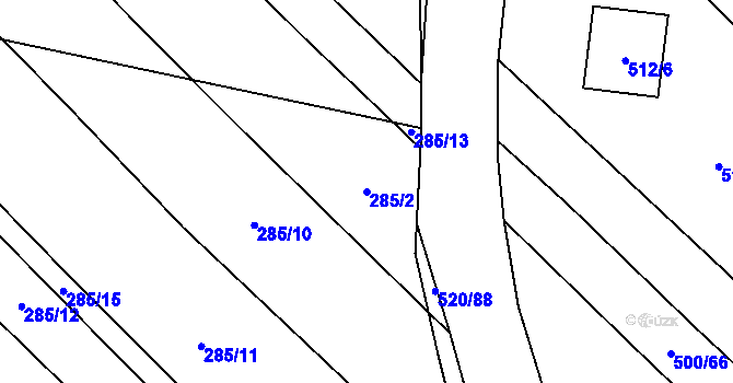 Parcela st. 285/2 v KÚ Olešník, Katastrální mapa