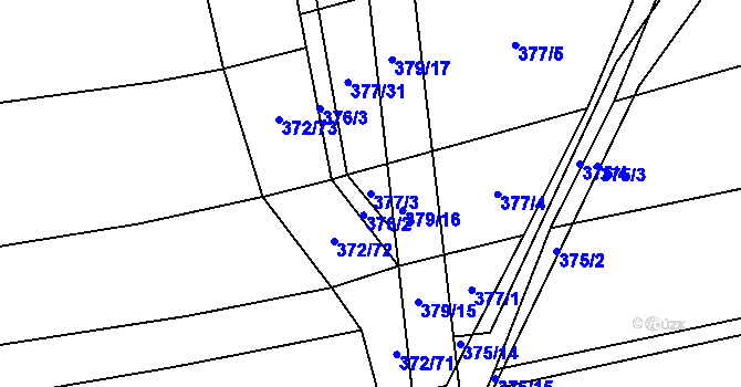 Parcela st. 377/3 v KÚ Olešník, Katastrální mapa