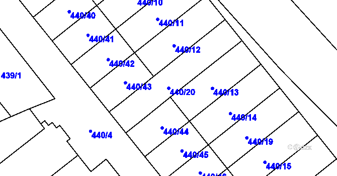 Parcela st. 440/20 v KÚ Olešník, Katastrální mapa