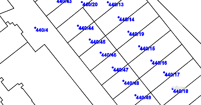 Parcela st. 440/46 v KÚ Olešník, Katastrální mapa