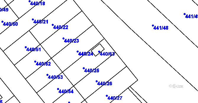 Parcela st. 440/63 v KÚ Olešník, Katastrální mapa