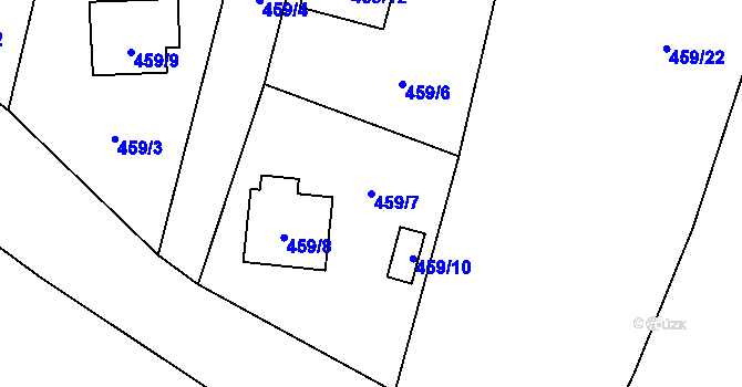 Parcela st. 459/7 v KÚ Olešník, Katastrální mapa