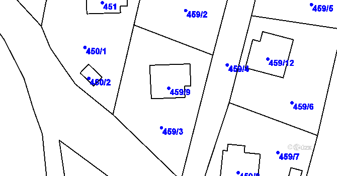 Parcela st. 459/9 v KÚ Olešník, Katastrální mapa