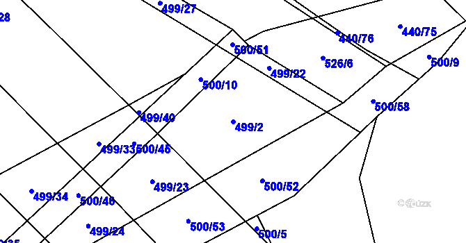 Parcela st. 499/2 v KÚ Olešník, Katastrální mapa