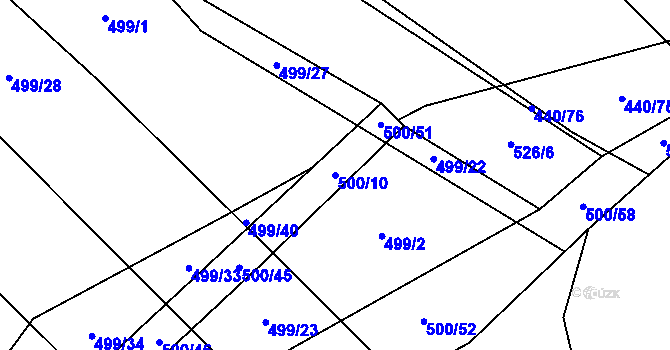Parcela st. 500/10 v KÚ Olešník, Katastrální mapa