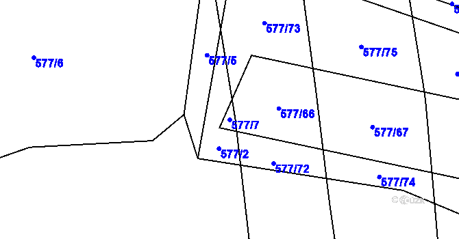 Parcela st. 577/7 v KÚ Olešník, Katastrální mapa
