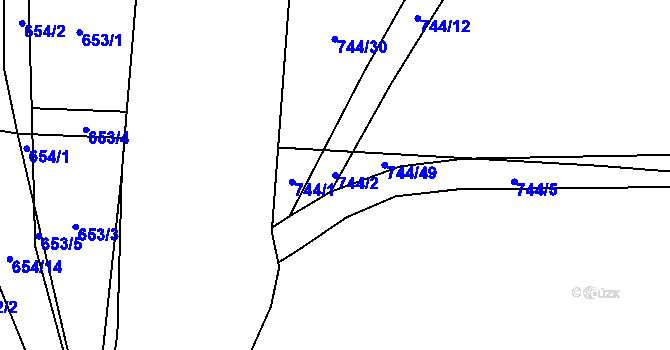 Parcela st. 744/2 v KÚ Olešník, Katastrální mapa