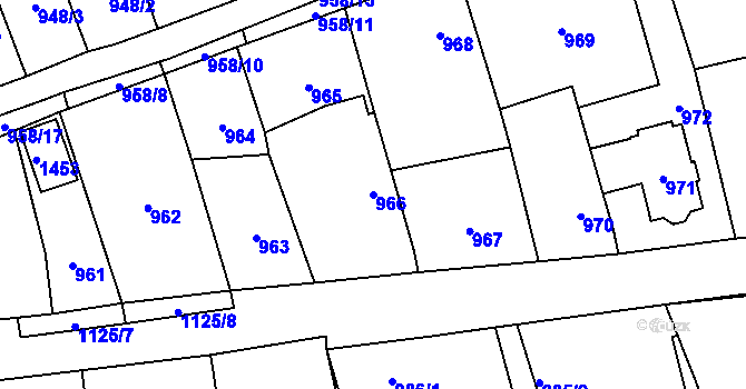 Parcela st. 966 v KÚ Olešník, Katastrální mapa