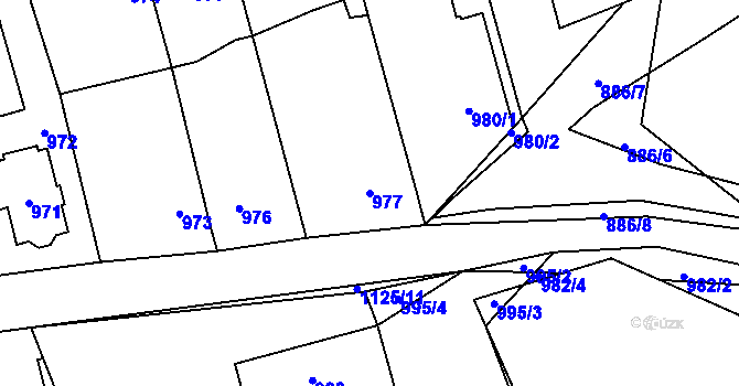 Parcela st. 977 v KÚ Olešník, Katastrální mapa
