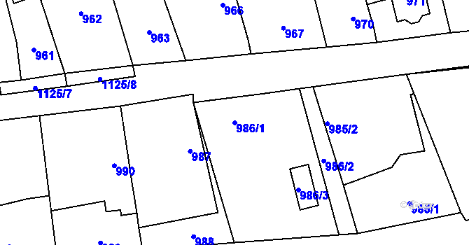 Parcela st. 986/1 v KÚ Olešník, Katastrální mapa