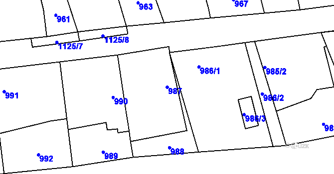 Parcela st. 987 v KÚ Olešník, Katastrální mapa