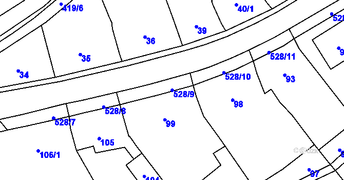 Parcela st. 528/9 v KÚ Olešník, Katastrální mapa