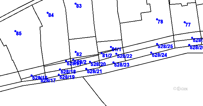 Parcela st. 81/2 v KÚ Olešník, Katastrální mapa