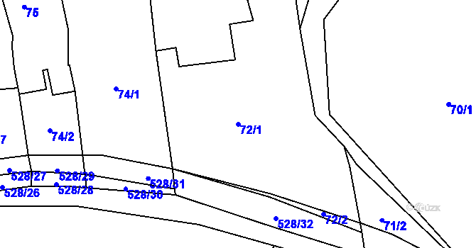 Parcela st. 72/1 v KÚ Olešník, Katastrální mapa