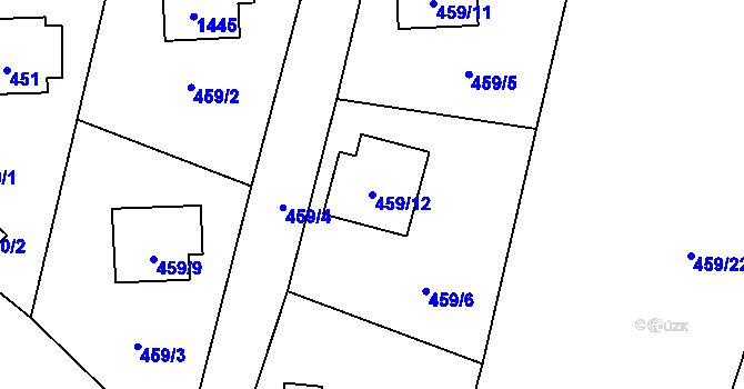 Parcela st. 459/12 v KÚ Olešník, Katastrální mapa