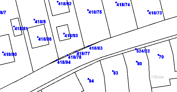 Parcela st. 418/83 v KÚ Olešník, Katastrální mapa