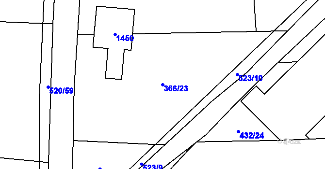 Parcela st. 366/23 v KÚ Olešník, Katastrální mapa