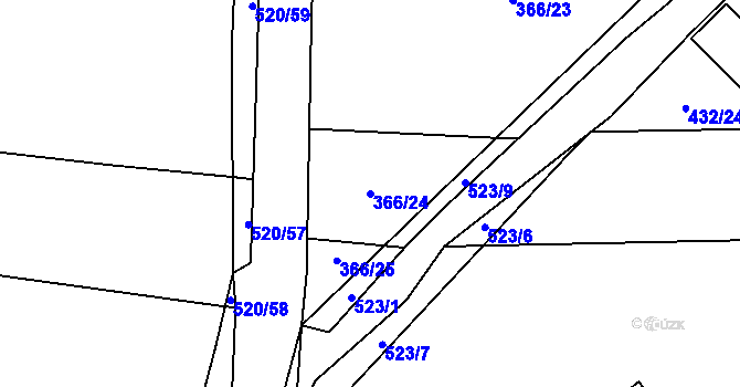 Parcela st. 366/24 v KÚ Olešník, Katastrální mapa