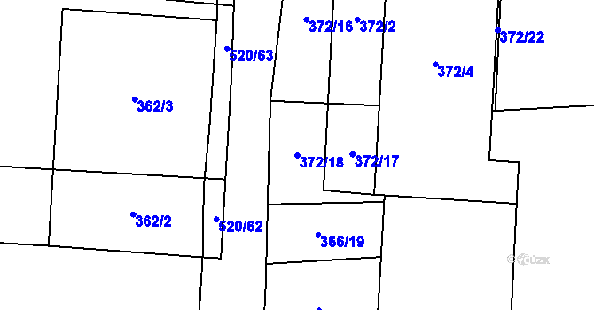 Parcela st. 372/18 v KÚ Olešník, Katastrální mapa