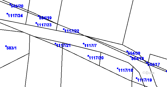 Parcela st. 1117/7 v KÚ Olešník, Katastrální mapa