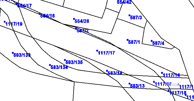 Parcela st. 1117/17 v KÚ Olešník, Katastrální mapa