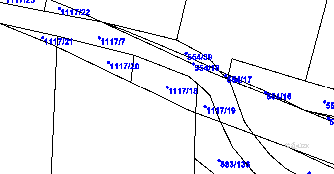 Parcela st. 1117/18 v KÚ Olešník, Katastrální mapa