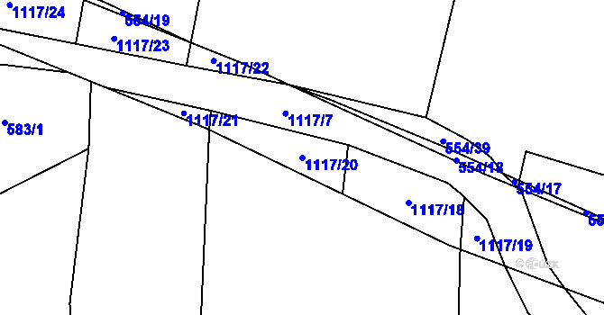 Parcela st. 1117/20 v KÚ Olešník, Katastrální mapa