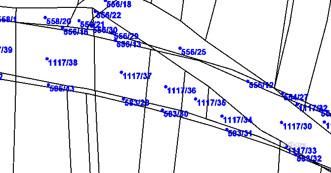 Parcela st. 1117/36 v KÚ Olešník, Katastrální mapa