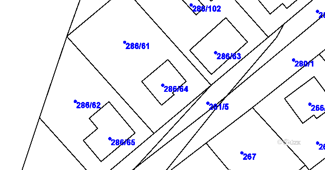 Parcela st. 286/64 v KÚ Olešník, Katastrální mapa
