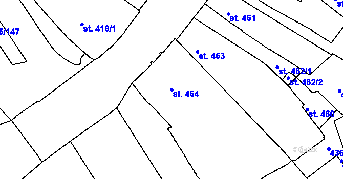 Parcela st. 464 v KÚ Olomouc-město, Katastrální mapa