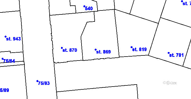 Parcela st. 869 v KÚ Olomouc-město, Katastrální mapa