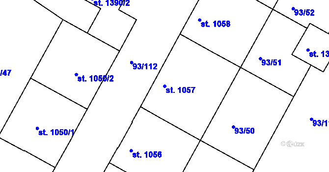 Parcela st. 1057 v KÚ Olomouc-město, Katastrální mapa