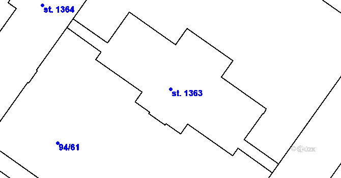 Parcela st. 1363 v KÚ Olomouc-město, Katastrální mapa