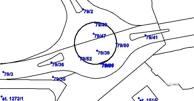 Parcela st. 79/39 v KÚ Olomouc-město, Katastrální mapa