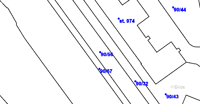 Parcela st. 90/56 v KÚ Olomouc-město, Katastrální mapa