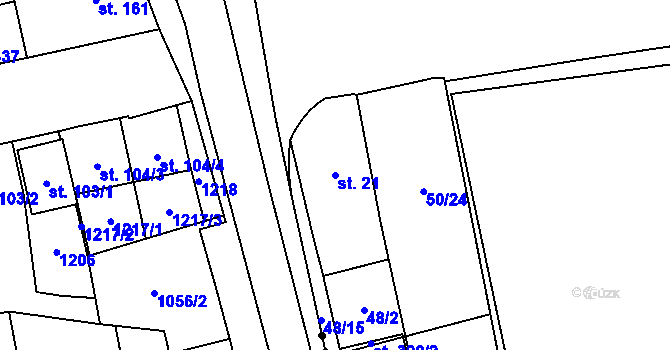 Parcela st. 21 v KÚ Klášterní Hradisko, Katastrální mapa