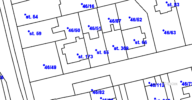 Parcela st. 65 v KÚ Klášterní Hradisko, Katastrální mapa
