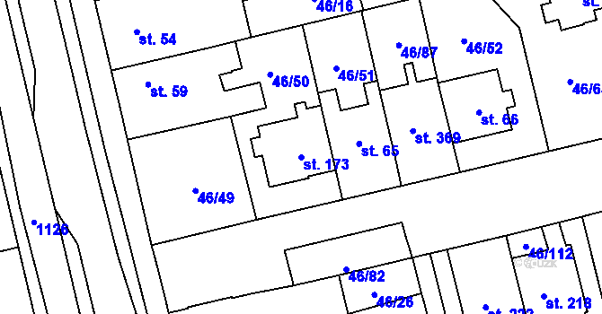 Parcela st. 173 v KÚ Klášterní Hradisko, Katastrální mapa