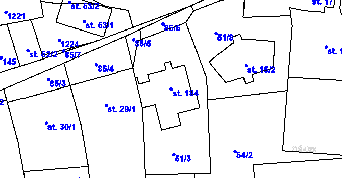 Parcela st. 184 v KÚ Klášterní Hradisko, Katastrální mapa