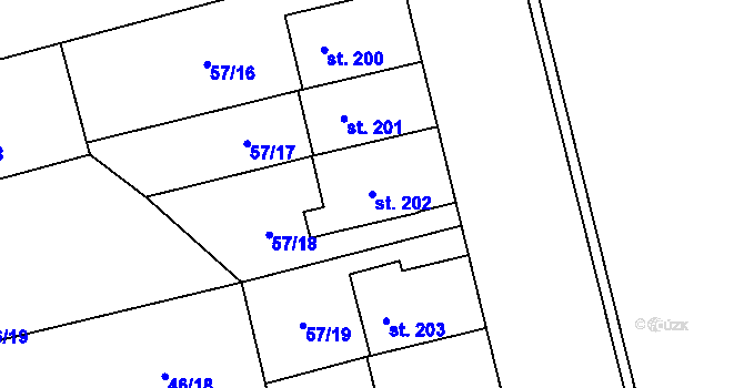 Parcela st. 202 v KÚ Klášterní Hradisko, Katastrální mapa