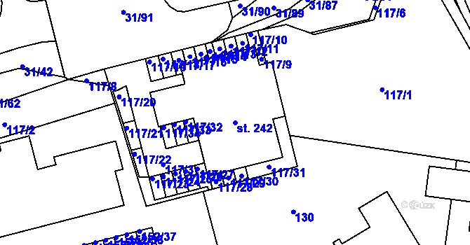 Parcela st. 242 v KÚ Klášterní Hradisko, Katastrální mapa
