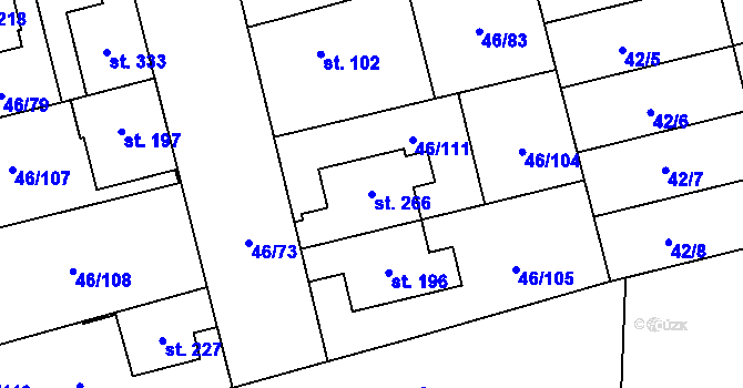 Parcela st. 266 v KÚ Klášterní Hradisko, Katastrální mapa