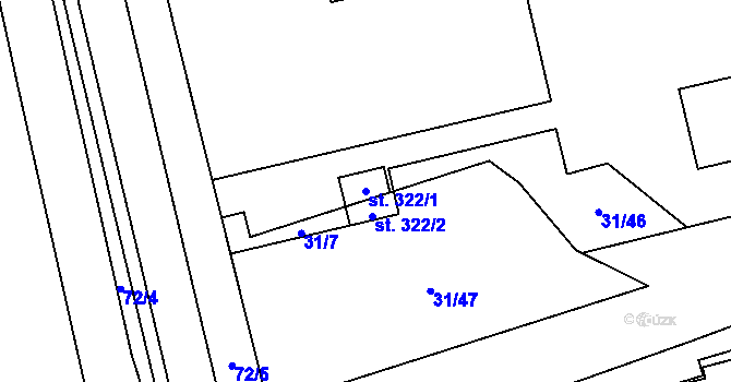 Parcela st. 322/1 v KÚ Klášterní Hradisko, Katastrální mapa