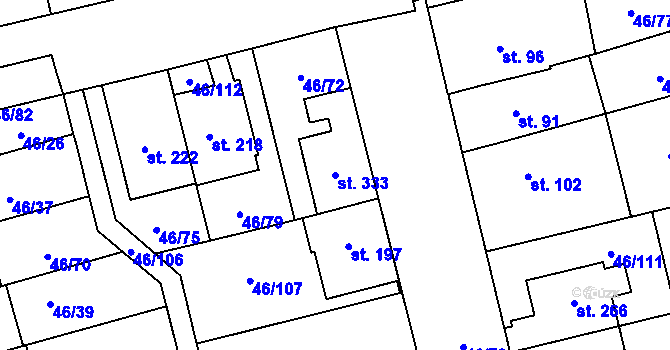 Parcela st. 333 v KÚ Klášterní Hradisko, Katastrální mapa