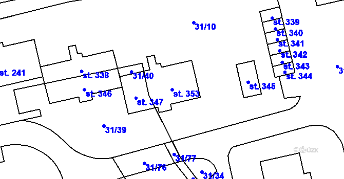 Parcela st. 353 v KÚ Klášterní Hradisko, Katastrální mapa